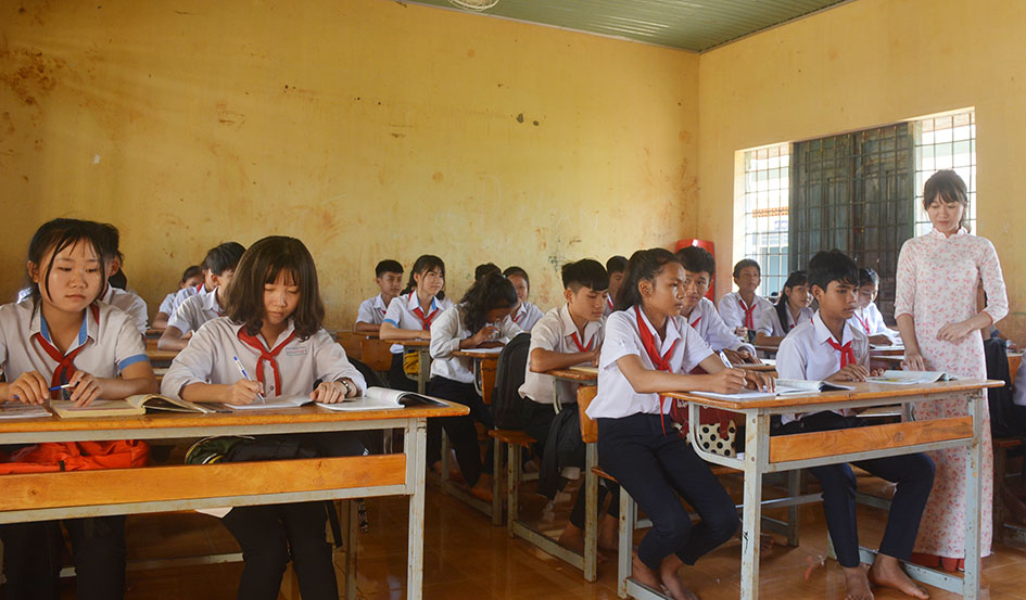 Học sinh Trường THCS Trần Quang Diệu trong một tiết học.